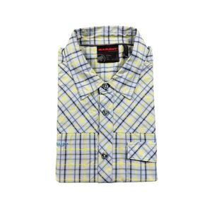 Mammut Blue Yellow Checked Polyester Dual Pocket Short Sleve Hiking Shirt Size L